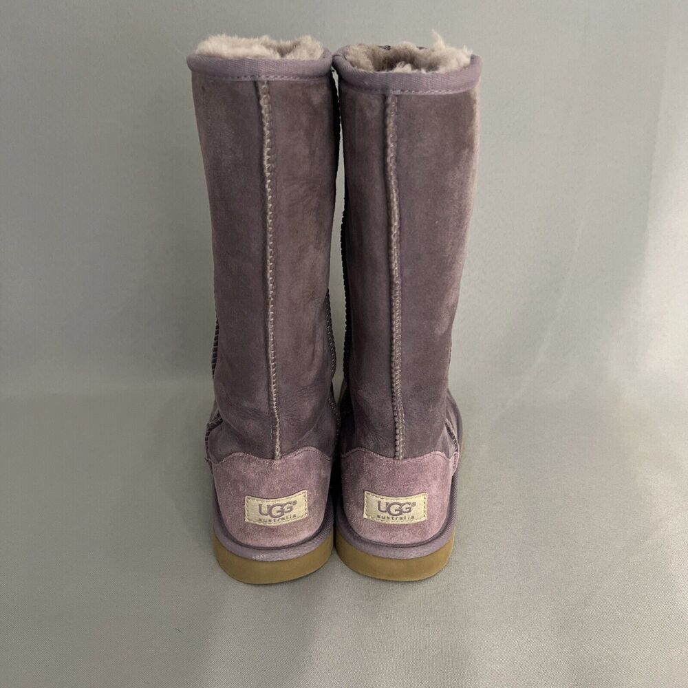 Womens UGG Boots Classic Tall Purple Sheepskin Suede Wool Boho Malibu Sz 6 Fits7 - Picture 6 of 16